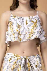 LADIES CREPE FLORAL CO ORD SET