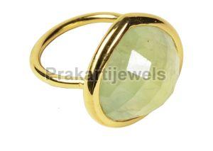 Ladies Gold Plating Prehnite Ring