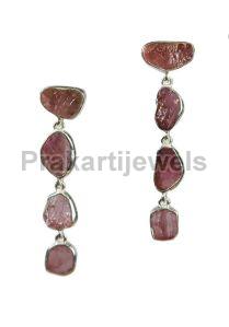 Ladies Rough Ruby Earrings