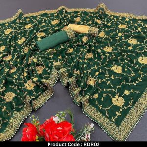Full Embroidered Georgette Saree