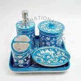 Blue Pottery Bathroom Set