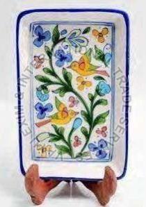 Blue Pottery Rectangular Rice Plate