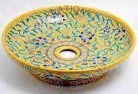 14 Inch x 4 Inch Blue Pottery Wash Basin
