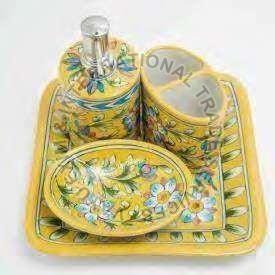 Blue Pottery Bathroom Set
