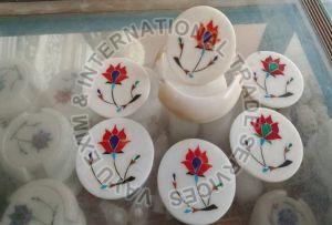 Marble Round Tea Coaster Set