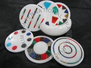 Marble Round Tea Coaster Set