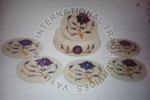 Marble Round Tea Coaster Set