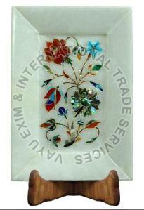 White Marble Inlay Tray