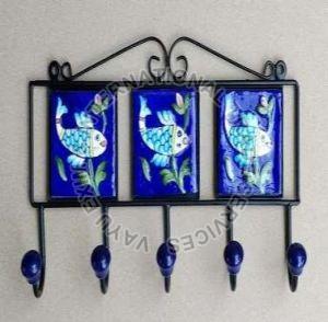 Blue Pottery Key Hanger