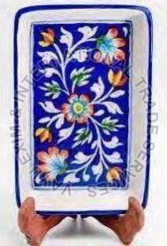 Blue Pottery Rectangular Rice Plate