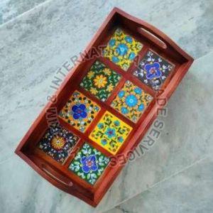 Rectangular Wooden Printed Tray