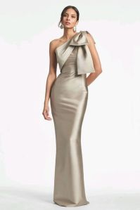 Champagne Satin One Shoulder Gown