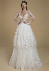 Ivory Tulle Ruffle Wedding Gown