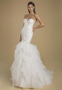 White Beautiful Satin & Organza Mermaid Wedding Gown