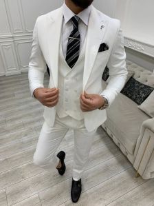 White Formal Mens Three Piece Coat Pant