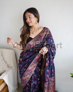 Dark Blue Kashmiri Sarees