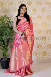 1100-D Pink Zari Silk Sarees