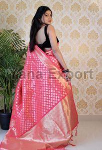 1100-D Pink Zari Silk Sarees
