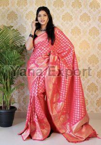 1100-D Pink Zari Silk Sarees