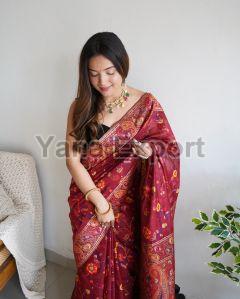 Maroon Kashmiri Sarees