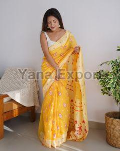 Yellow Lakhnavi Sarees