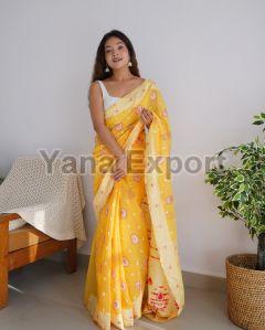 Yellow Lakhnavi Sarees