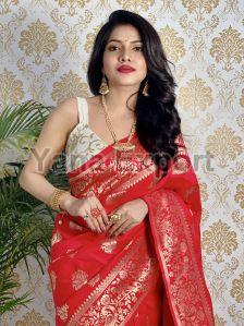 1100-A Red Zari Silk Sarees