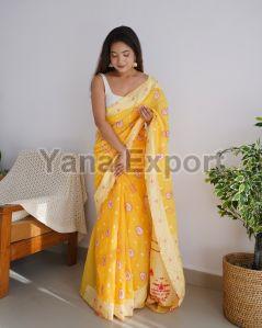 Yellow Lakhnavi Sarees