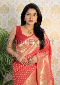 1100-D Red Zari Silk Sarees