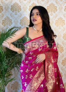 1100-A Purple Zari Silk Sarees