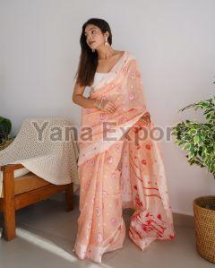 Peach Lakhnavi Sarees