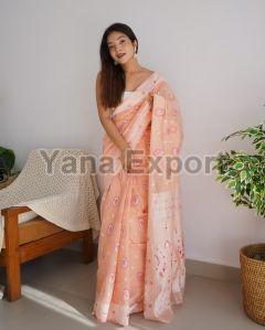 Peach Lakhnavi Sarees