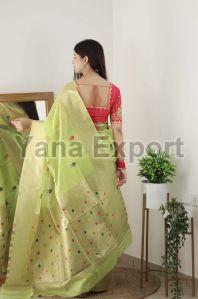 Green Organza Sarees