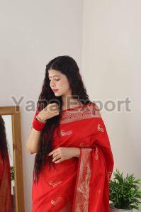 1150 Rich Red Zari Silk Sarees