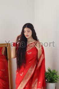 1150 Rich Red Zari Silk Sarees