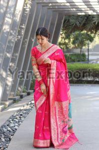 1150 Rich Pink Zari Silk Sarees