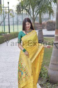 1100 Yellow Zari Silk Sarees
