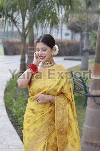 1100 Yellow Zari Silk Sarees