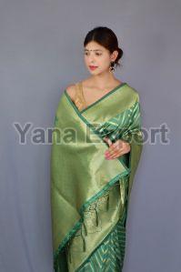 1100-H Light Green Zari Silk Sarees