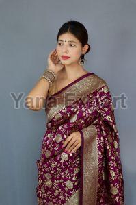 1100-H Purple Zari Silk Sarees