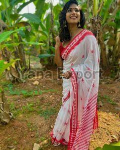 Red & White Lillian Saree