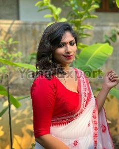 Red & White Lillian Saree