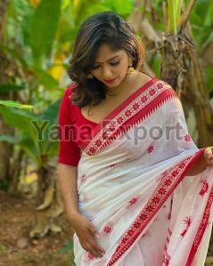 Red & White Lillian Saree