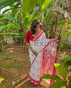 Red & White Lillian Saree