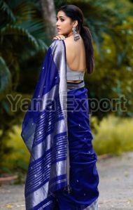 111 Dark Blue Lichi Silk Sarees