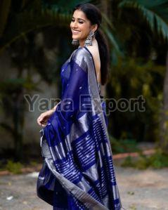 111 Dark Blue Lichi Silk Sarees