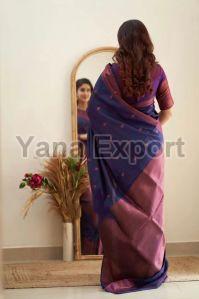 111 Navy Blue Lichi Silk Sarees