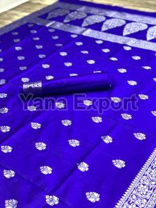 111 Royal Blue Lichi Silk Sarees