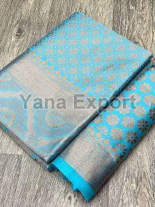 111 Sky Blue Lichi Silk Sarees
