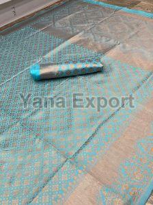 111 Sky Blue Lichi Silk Sarees